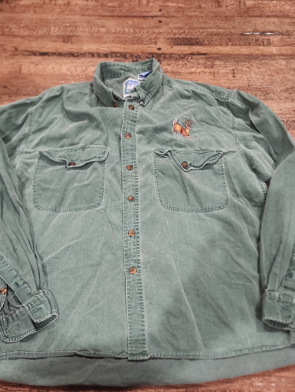 Vtg Bimini Bay Outfitters embroidered chamois cotton button Down